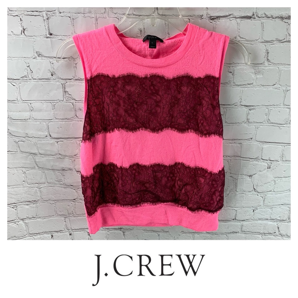 J. Crew Lace Merino Wool Sweater Shell Pink